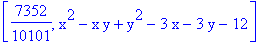 [7352/10101, x^2-x*y+y^2-3*x-3*y-12]